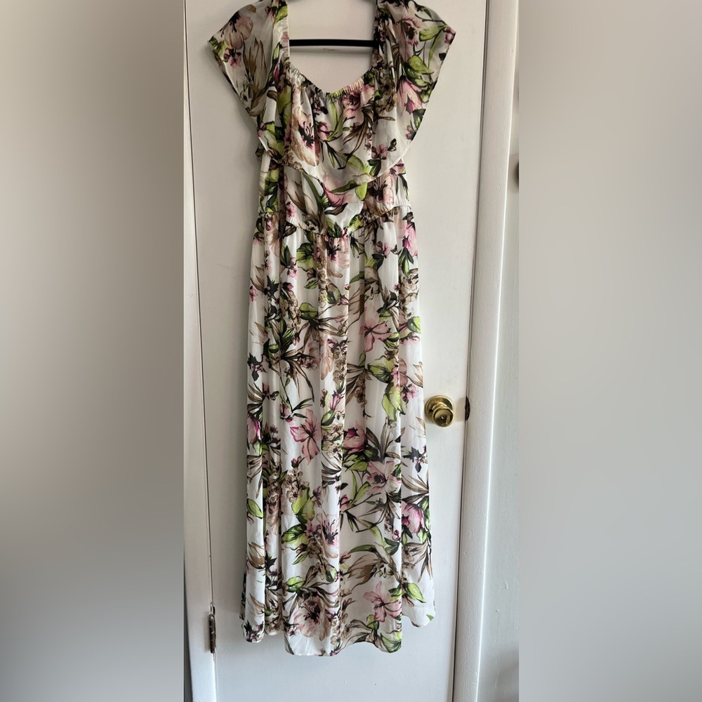 Lane Bryant Pink and Green Floral Dress 14/16